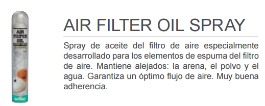 ACEITE MOTOREX AIR FILTER OIL 655 SPRAY 750 ML.